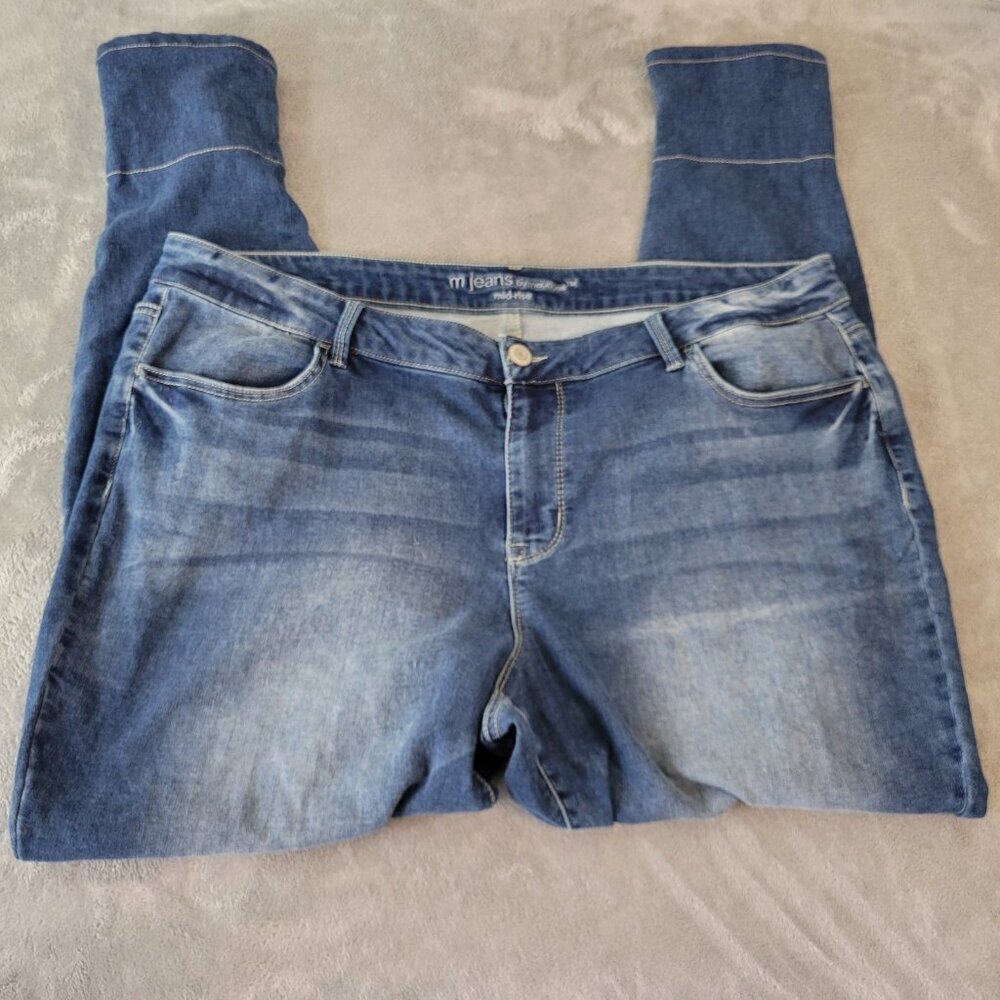 Maurices 22W Jeans Plus Size Dark Wash Blue Straight Leg Mid Rise SL85E